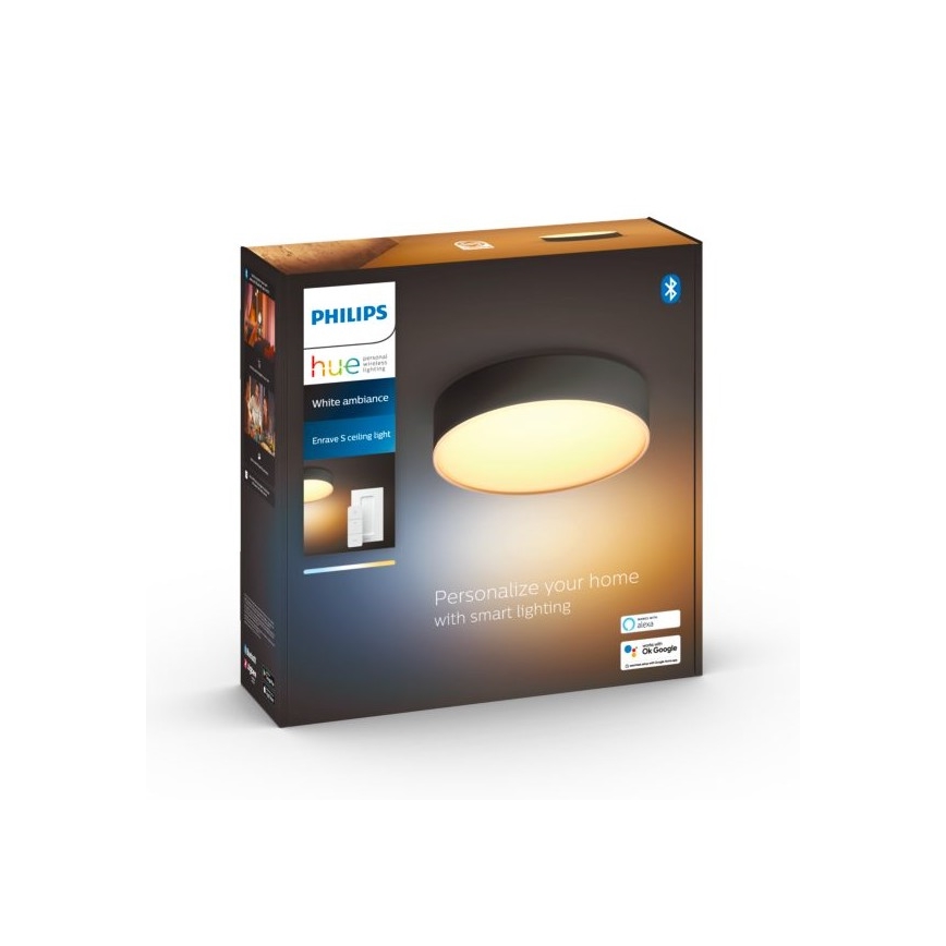 Philips - LED Dimmelhető mennyezeti lámpa Hue LED/9,6W/230V 2200-6500K átm. 261 mm fekete + távirányítás