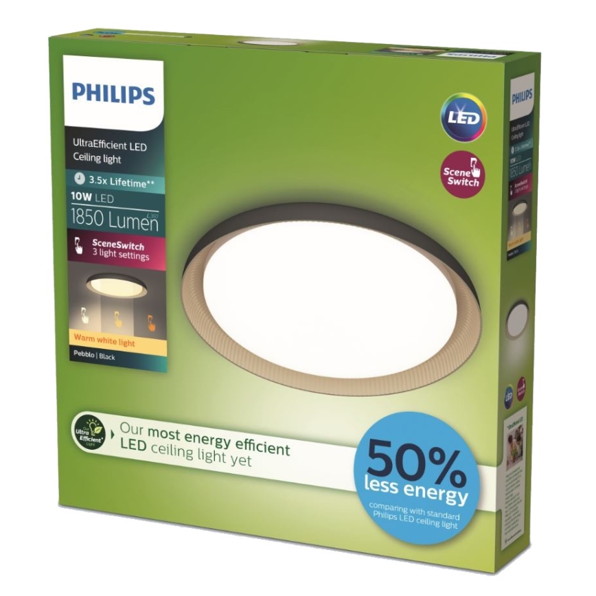 Philips - LED Dimmelhető mennyezeti lámpa PEBBLO SCENE SWITCH LED/10W/230V 2700K fekete