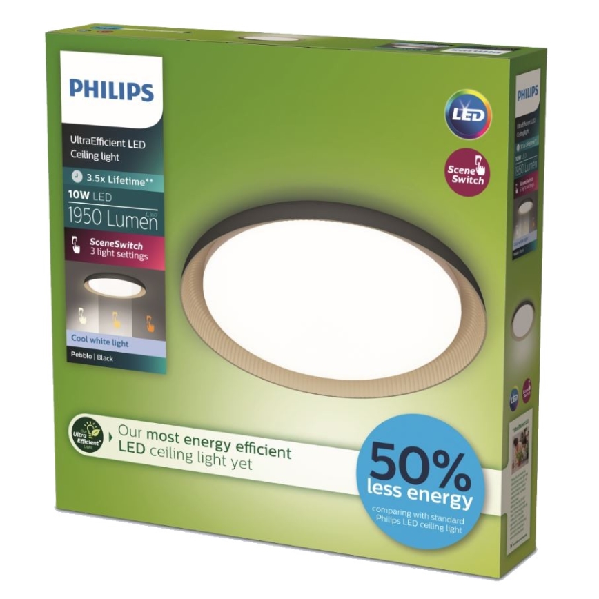 Philips - LED Dimmelhető mennyezeti lámpa PEBBLO SCENE SWITCH LED/10W/230V 4000K fekete