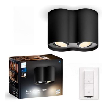 Philips - LED Dimmelhető spotlámpa Hue PILLAR 2xGU10/4,2W/230V 2200-6500K + távirányítás fekete