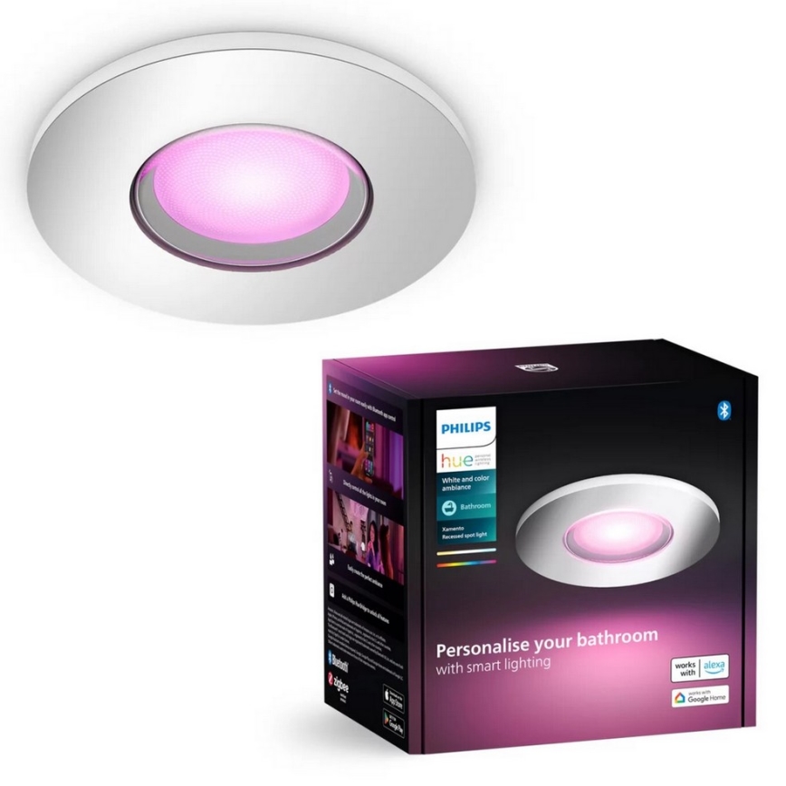 Philips - LED RGBW Dimmelhető fürdőszobai függesztett mennyezeti lámpa Hue XAMENTO 1xGU10/4,2W/230V 2000-6500K IP44