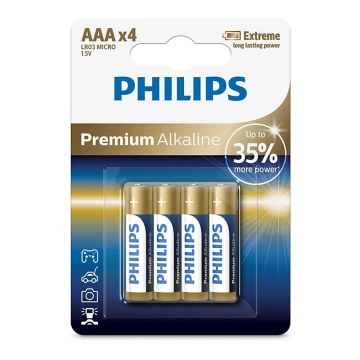 Philips LR03M4B/10 - 4 db alkáli elem AAA PREMIUM ALKALINE 1,5V 1320mAh