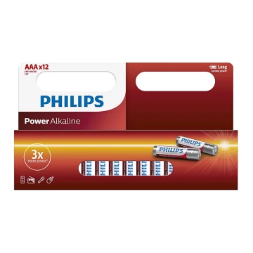 Philips LR03P12W/10 - 12 db alkáli elem AAA POWER ALKALINE 1,5V 1150mAh