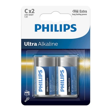 Philips LR14E2B/10 - 2db alkáli elem C ULTRA ALKALINE 1,5V 7500mAh