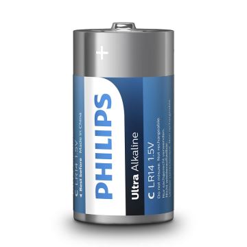 Philips LR14E2B/10 - 2db alkáli elem C ULTRA ALKALINE 1,5V 7500mAh