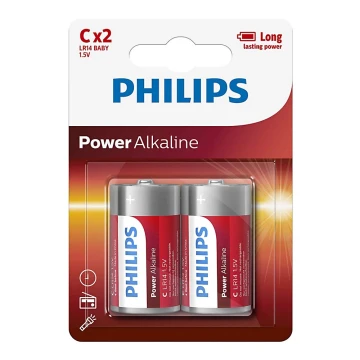 Philips LR14P2B/10 - 2 db alkáli elem C POWER ALKALINE 1,5V 7200mAh