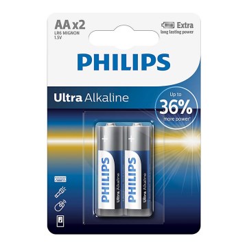 Philips LR6E2B/10 - 2 db alkáli elem AA ULTRA ALKALINE 1,5V 2800mAh