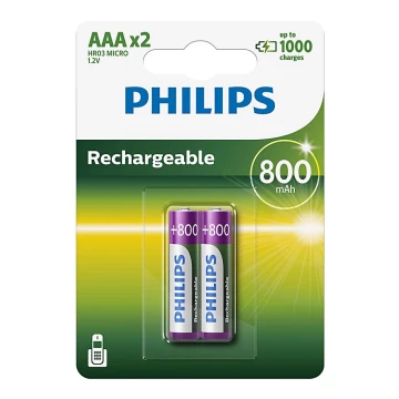 Philips R03B2A80/10 - 2 db töltehető elem AAA MULTILIFE NiMH/1,2V/800 mAh