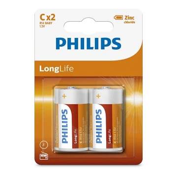 Philips R14L2B/10 - 2 db cink-klorid elem C LONGLIFE 1,5V 2800mAh