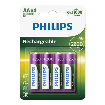Philips R6B4B260/10 - 4 db tölthető elem AA MULTILIFE NiMH/1,2V/2600 mAh