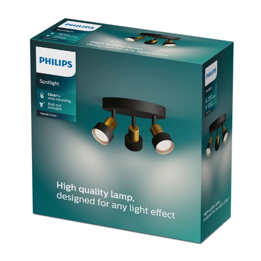 Philips - Spotlámpa CONDUIT 3xGU10/5W/230V fekete/réz