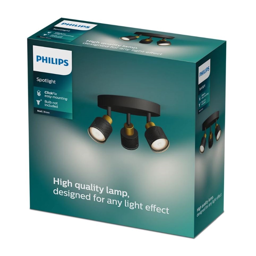 Philips - Spotlámpa NIALL 3xGU10/5W/230V fekete/réz