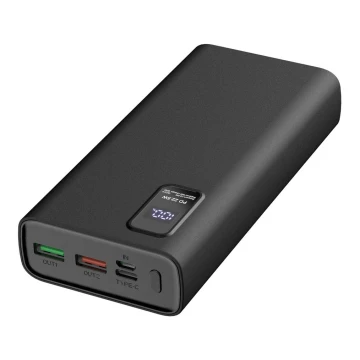 Power Bank LED kijelzővel 20000 mAh Power Delivery 3,7V fekete