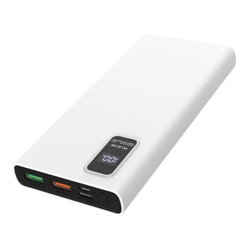 Power Bank LED kijelzővel Power Delivery 10000 mAh 3,7V fehér