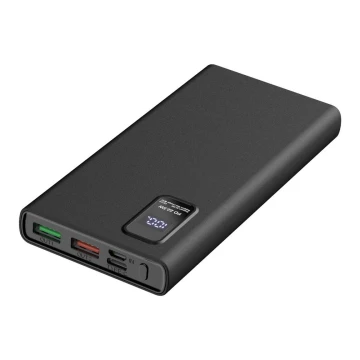 Power Bank LED kijelzővel Power Delivery 10000 mAh 3,7V fekete