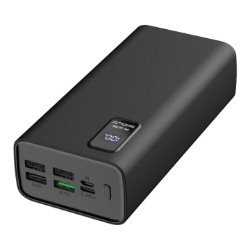 Power Bank LED kijelzővel Power Delivery 30000 mAh 3,7V fekete