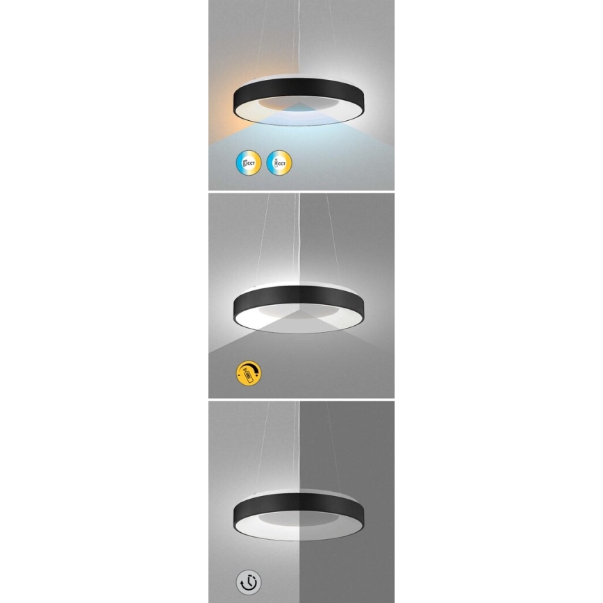 Rabalux - LED dimmelhető csillár zsinóron LED/38W/230V 3000-6500K fekete + távirányítás