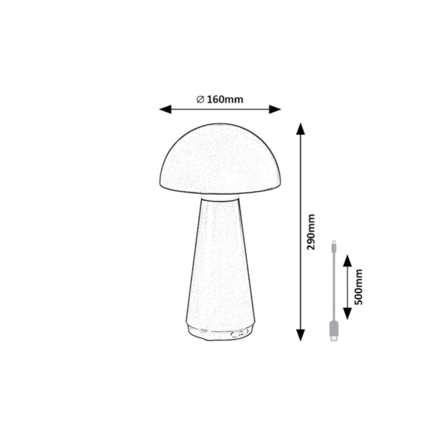 Rabalux - LED kültéri dimmelhető touch rechargeable asztali lámpa LED/3W/5V 2000mAh IP44