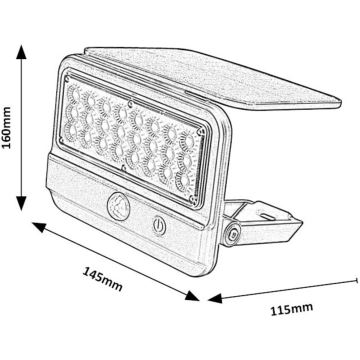 Rabalux - LED Napelemes érzékelős fali lámpa LED/7W/3,7V IP54 fekete