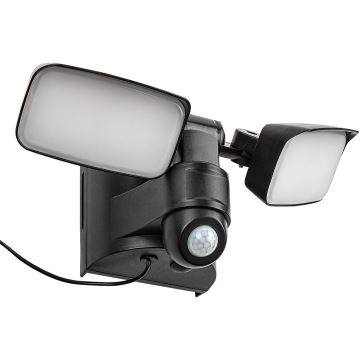 Rabalux - LED Napelemes fali flexibilis lámpa érzékelővel és external panel 2xLED/5W/3,7V IP54 fekete