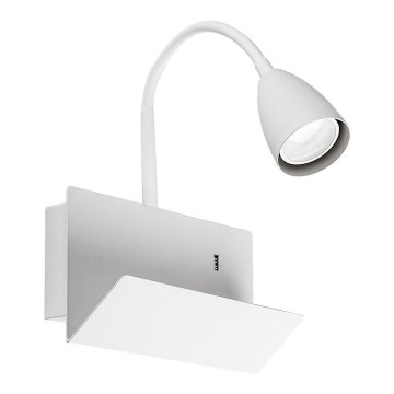 Rabalux - Fali lámpa polccal és USB port 1xGU10/25W/230V fehér