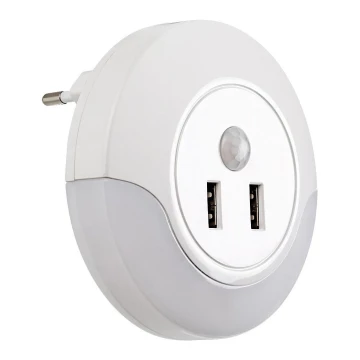 Rabalux - LED Aljzatos éjszakai lámpa érzékelővel 2xUSB LED/13,9W/230V 3000K