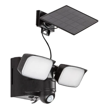 Rabalux - LED Napelemes fali flexibilis lámpa érzékelővel és external panel 2xLED/5W/3,7V IP54 fekete