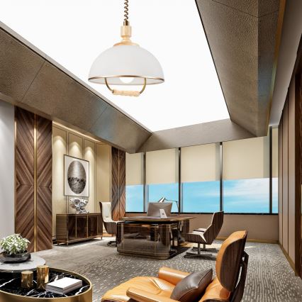 Lehúzható RAMONA csillár 1xE27/60W/230V bézs/világosbarna/fenyő