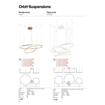 Redo 01-1720 - LED Csillár zsinóron ORBIT LED/42W + LED/66W/230V fehér