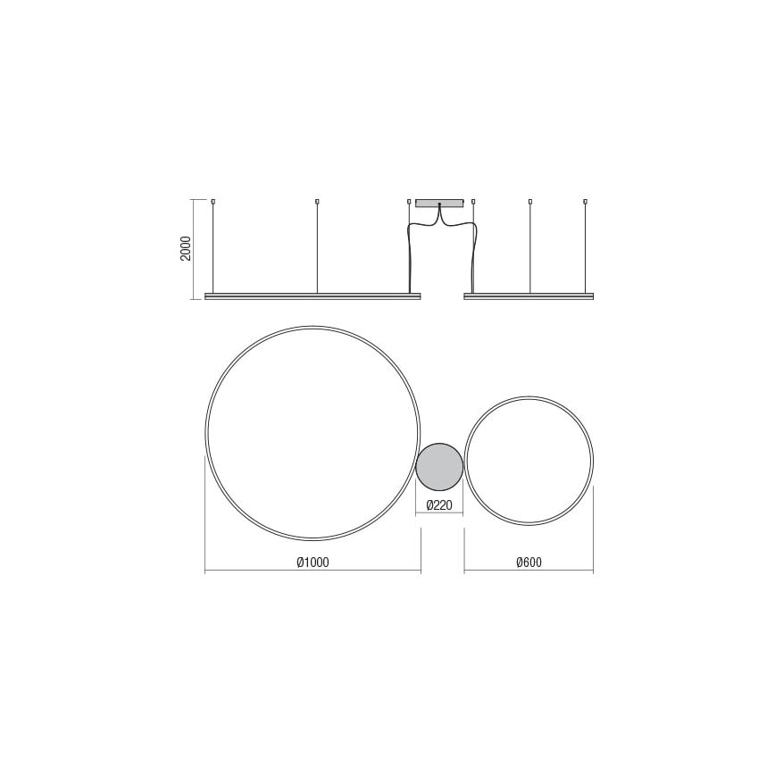 Redo 01-1720 - LED Csillár zsinóron ORBIT LED/42W + LED/66W/230V fehér