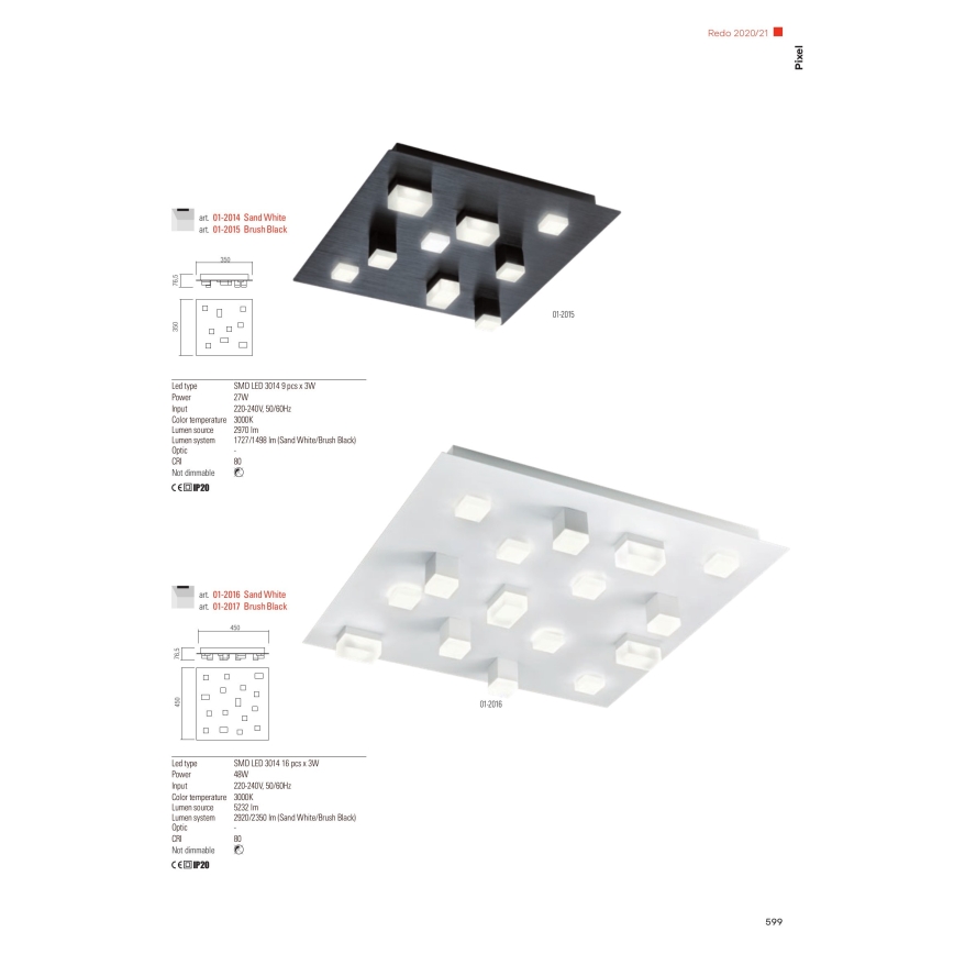 Redo 01-2014 - LED Mennyezeti lámpa PIXEL LED/27W/230V 3000K 35x35 cm fehér