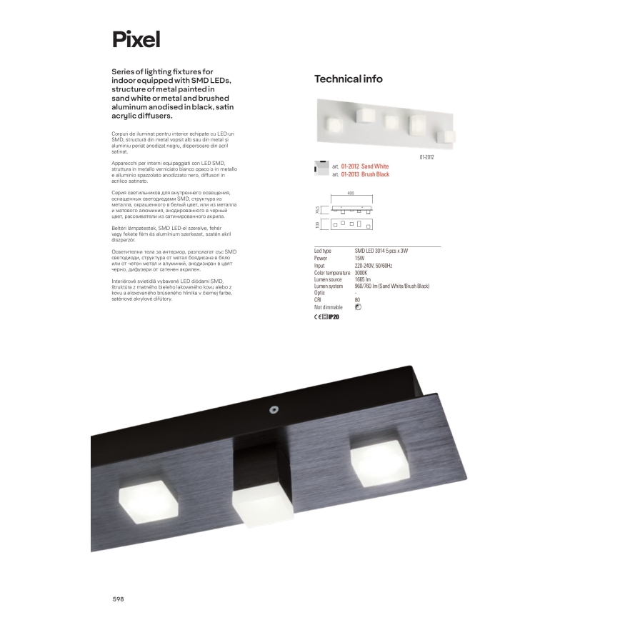 Redo 01-2015 - LED Mennyezeti lámpa PIXEL LED/27W/230V 3000K 35x35 cm fekete