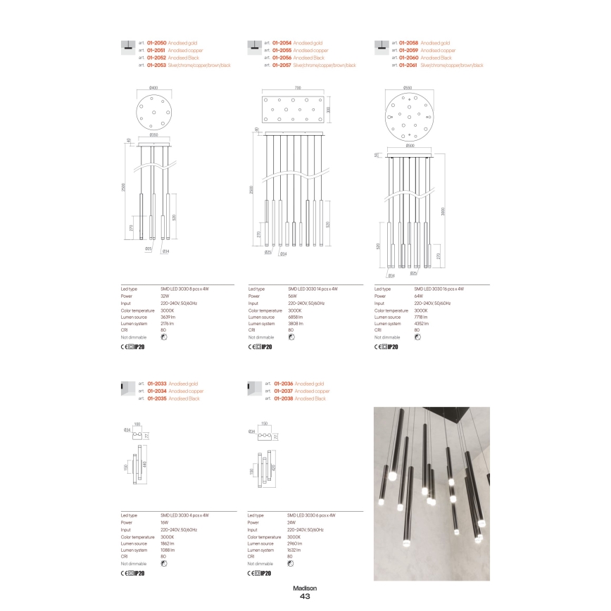 Redo 01-2035 - LED Fali lámpa MADISON 4xLED/4W/230V fekete