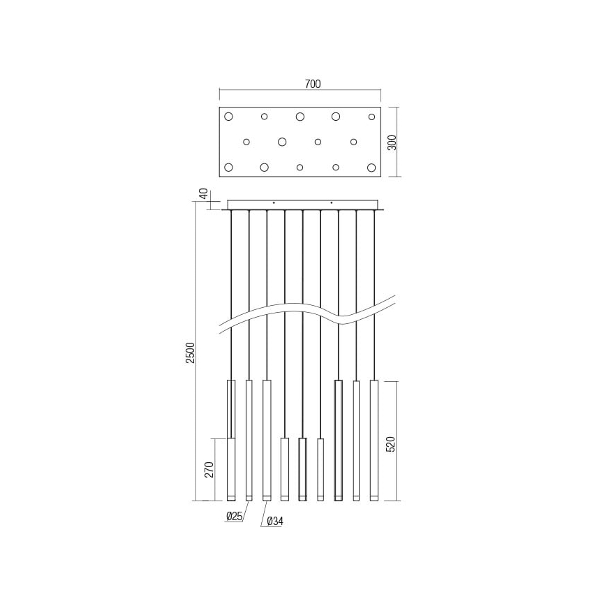 Redo 01-2055 - LED Csillár zsinóron MADISON 14xLED/4W/230V réz