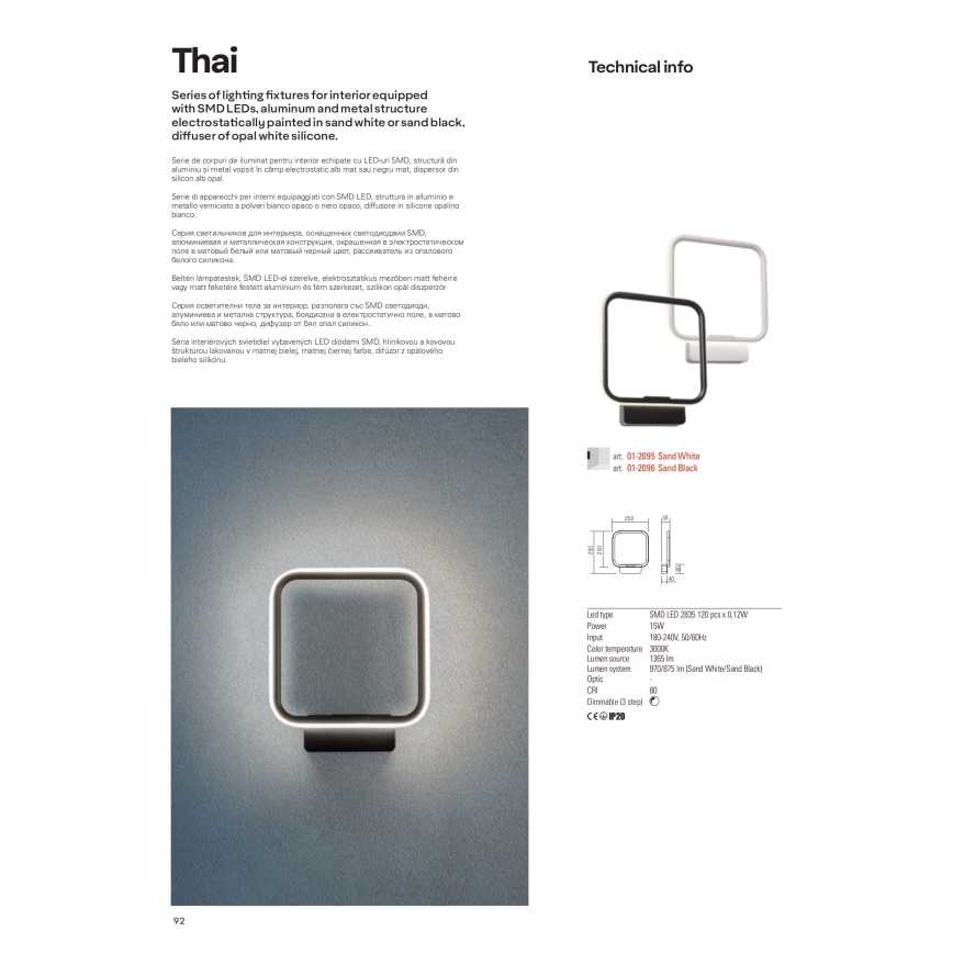 Redo 01-2097 - LED Dimmelhető csillár zsinóron THAI LED/66W/230V 3000K fehér