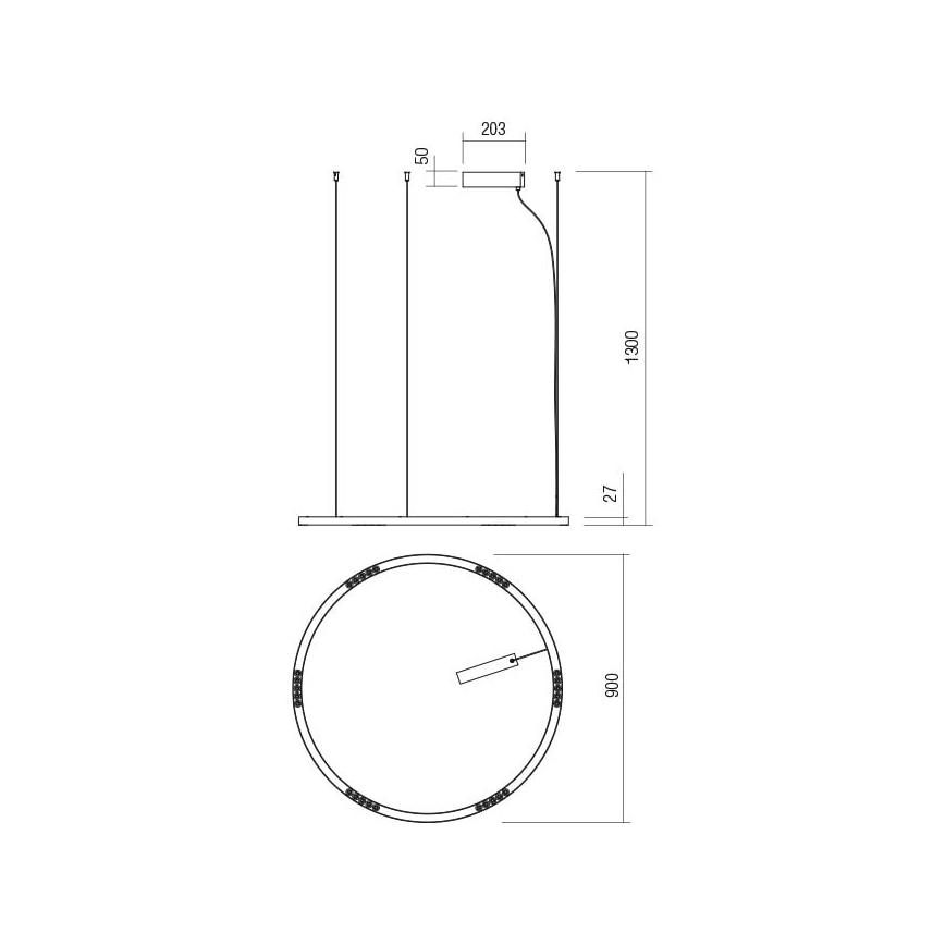 Redo 01-2205 - LED Csillár zsinóron UNION LED/50W/230V 3000K átm. 90 cm fehér