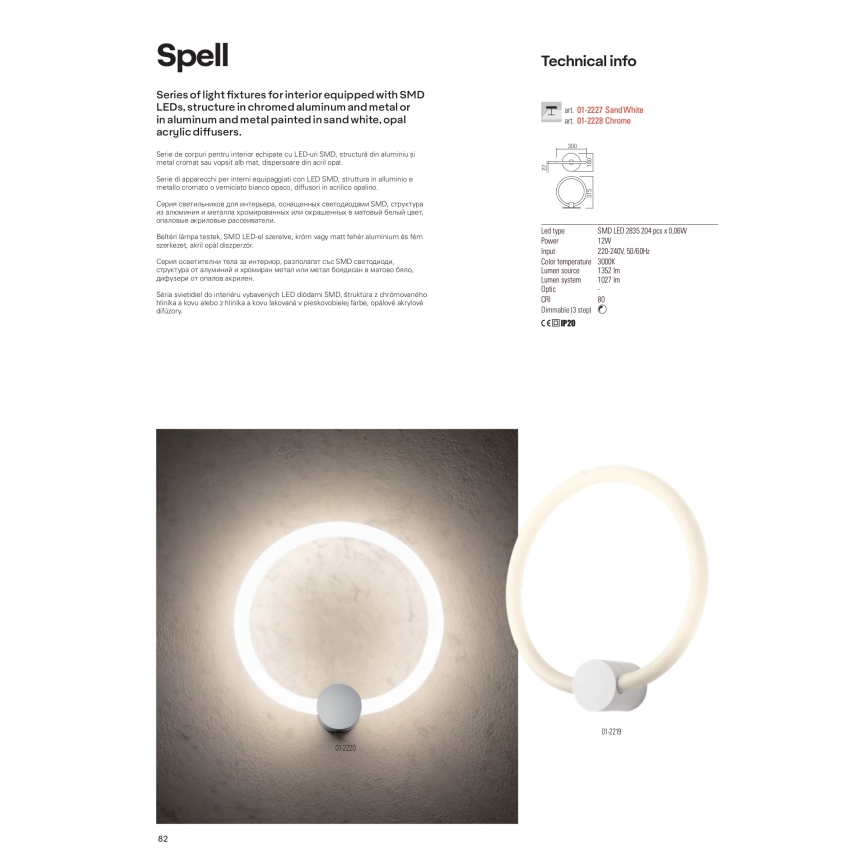 Redo 01-2223 - LED Dimmelhető felületre szerelhető csillár SPELL LED/43W/230V 3000K fehér