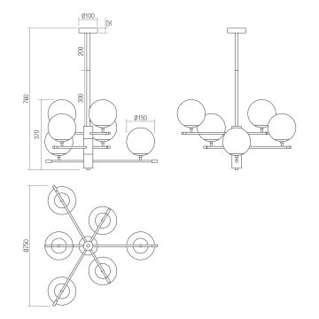 Redo 01-2950 - Csillár rúdon ESSENTIAL 6xE14/28W/230V