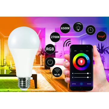 RGBW LED Dimmelhető izzó A65 E27/11W/230V 2700-6500K Wi-Fi Tuya