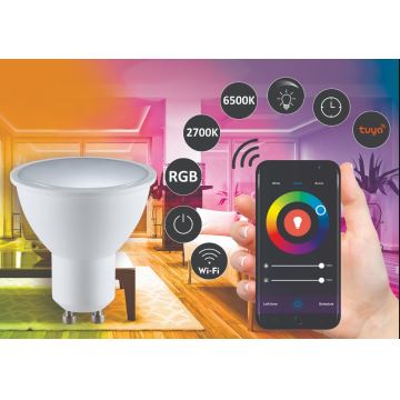 RGBW LED Dimmelhető izzó G45 GU10/5,5W/230V 2700-6500K Wi-Fi Tuya