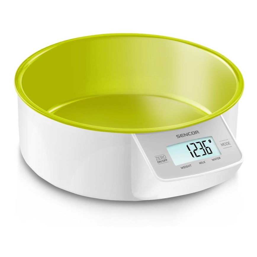 Sencor - Digitális konyhai mérleg 2xAAA fehér/zöld