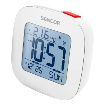 Sencor - Ébresztőóra LCD kijelzővel és hőmérővel 2xAAA fehér