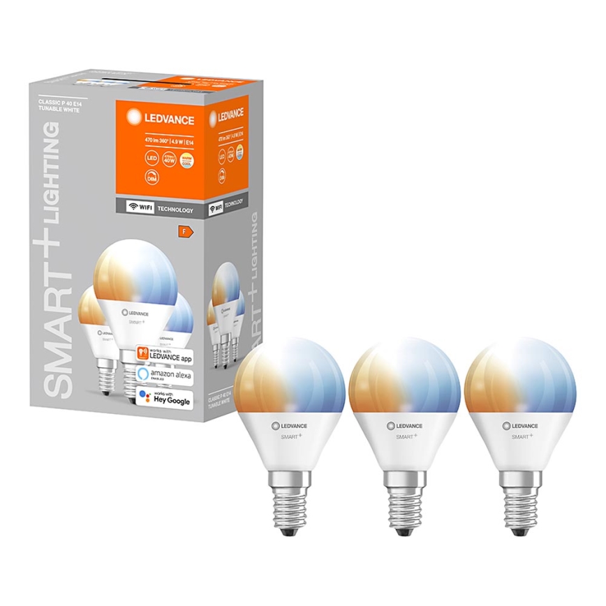 SET 3x LED fényerő-szabályozós izzó SMART+ E14/5W/230V 2700K-6500K Wi-Fi - Ledvance