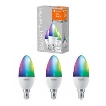 SET 3x LED RGBW szabályozható izzó SMART + E14 / 5W / 230V 2700K-6500K - Ledvance