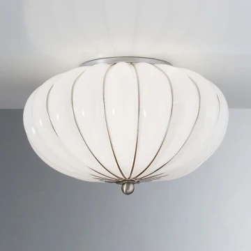 SIRU - Mennyezeti lámpa GIOVE 2xE14/40W/230V átm. 29 cm króm/fehér Velencei üveg