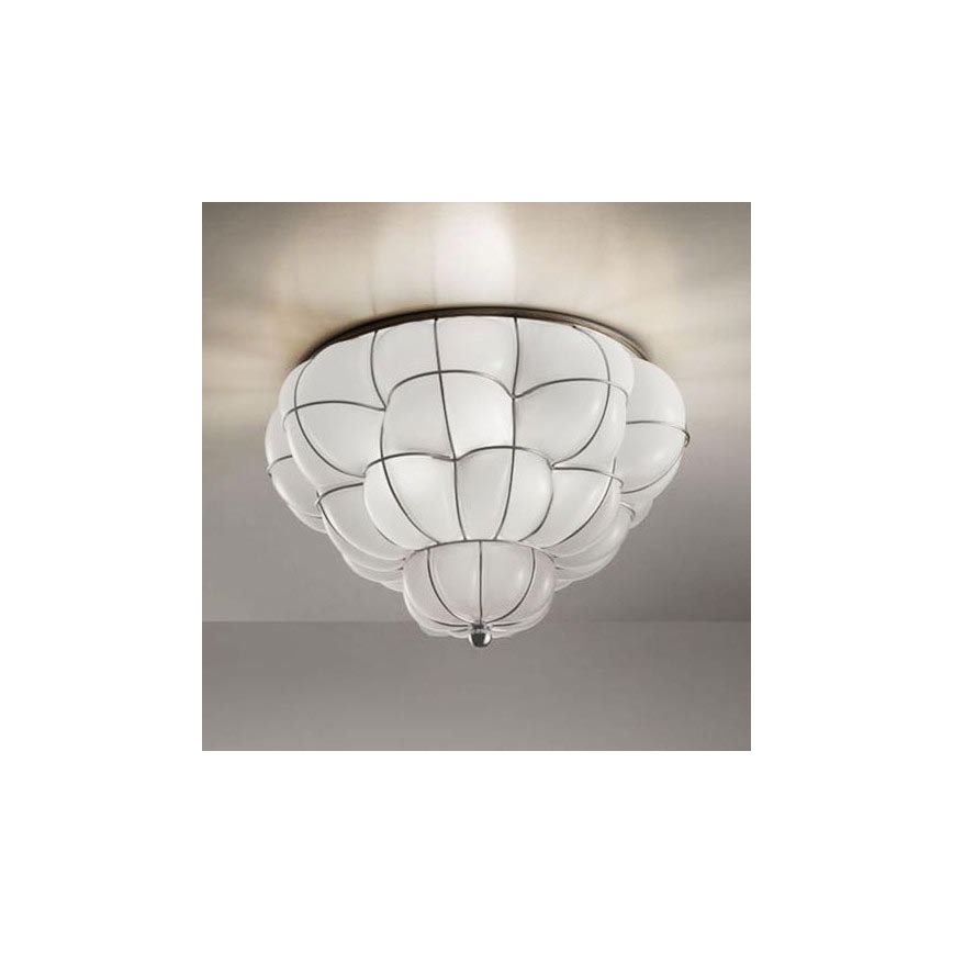 SIRU - Mennyezeti lámpa POUFF 3xE27/60W/230V króm/fehér Velencei üveg