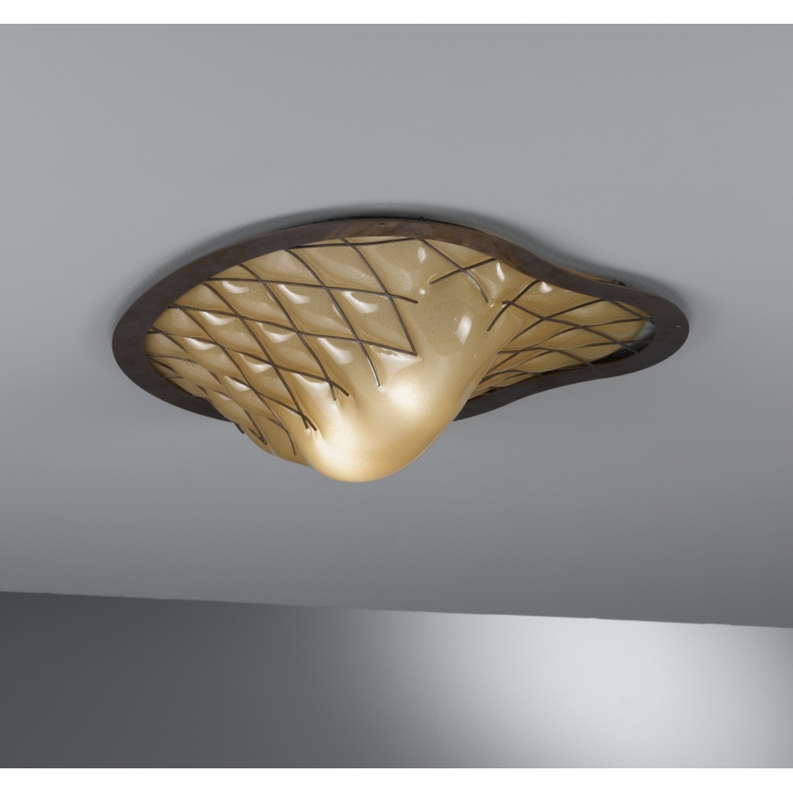 SIRU - Mennyezeti lámpa SANT'ERASMO 1xE27/60W/230V barna/bézs Velencei üveg