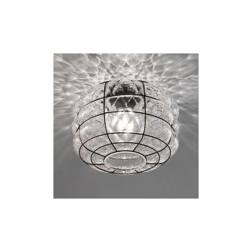 SIRU - Mennyezeti lámpa TERRA 1xE27/60W/230V fekete/átlátszó Velencei üveg