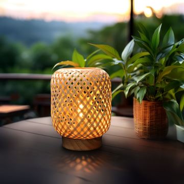 LED Dekoratív asztali lámpa LED/2xAAA rattan