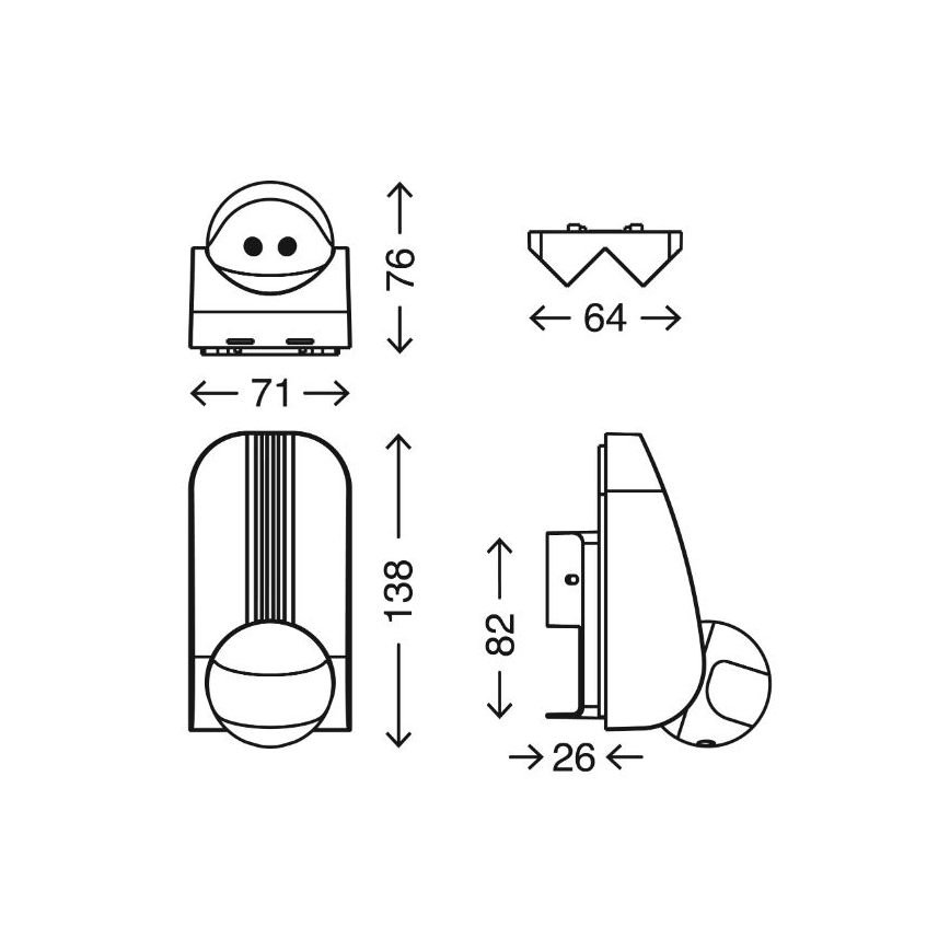 Telefunken 306504TF - Kültéri mozgásérzékelő 180° IP44 ezüst